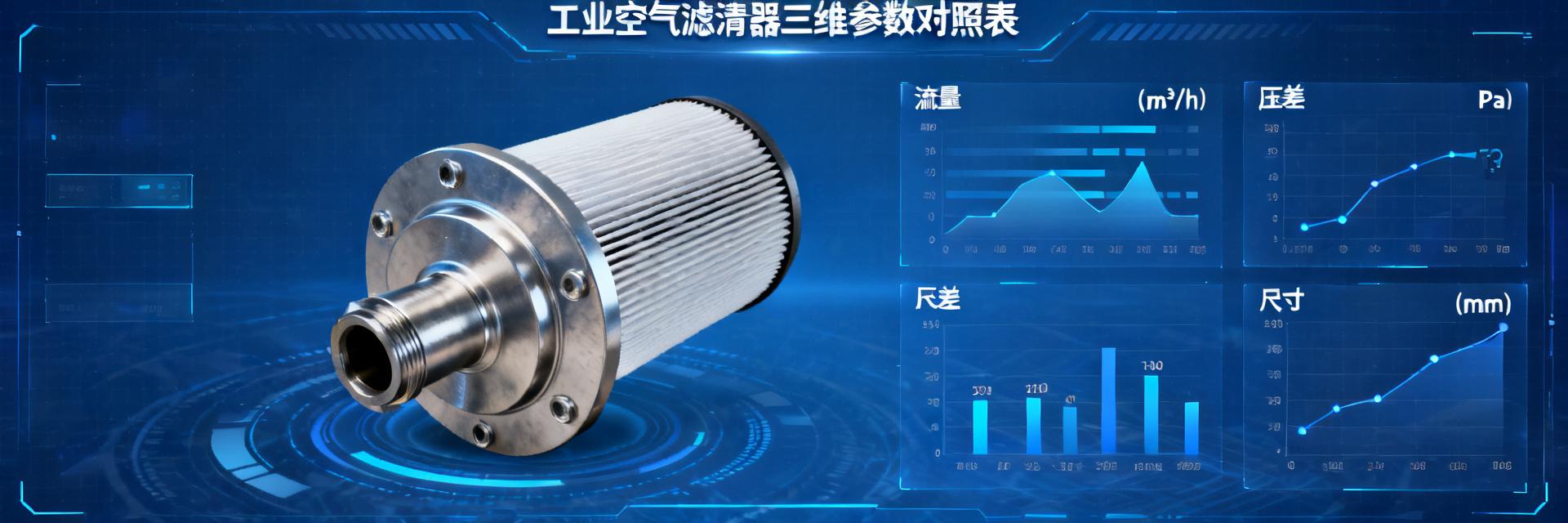PA2474 Air Filter Full Parameter Manual: 3D Comparison Table of Flow/Pressure Drop/Size